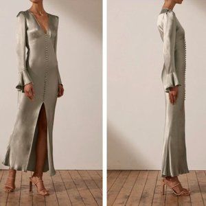 LA LUNE FRILL CUFF BIAS MIDI DRESS - SAGE (Size 2)